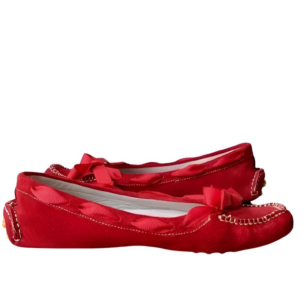 Vintage Delman Luxury Christmas Holiday Red Bow Leather Driving Loafers Shoes 9